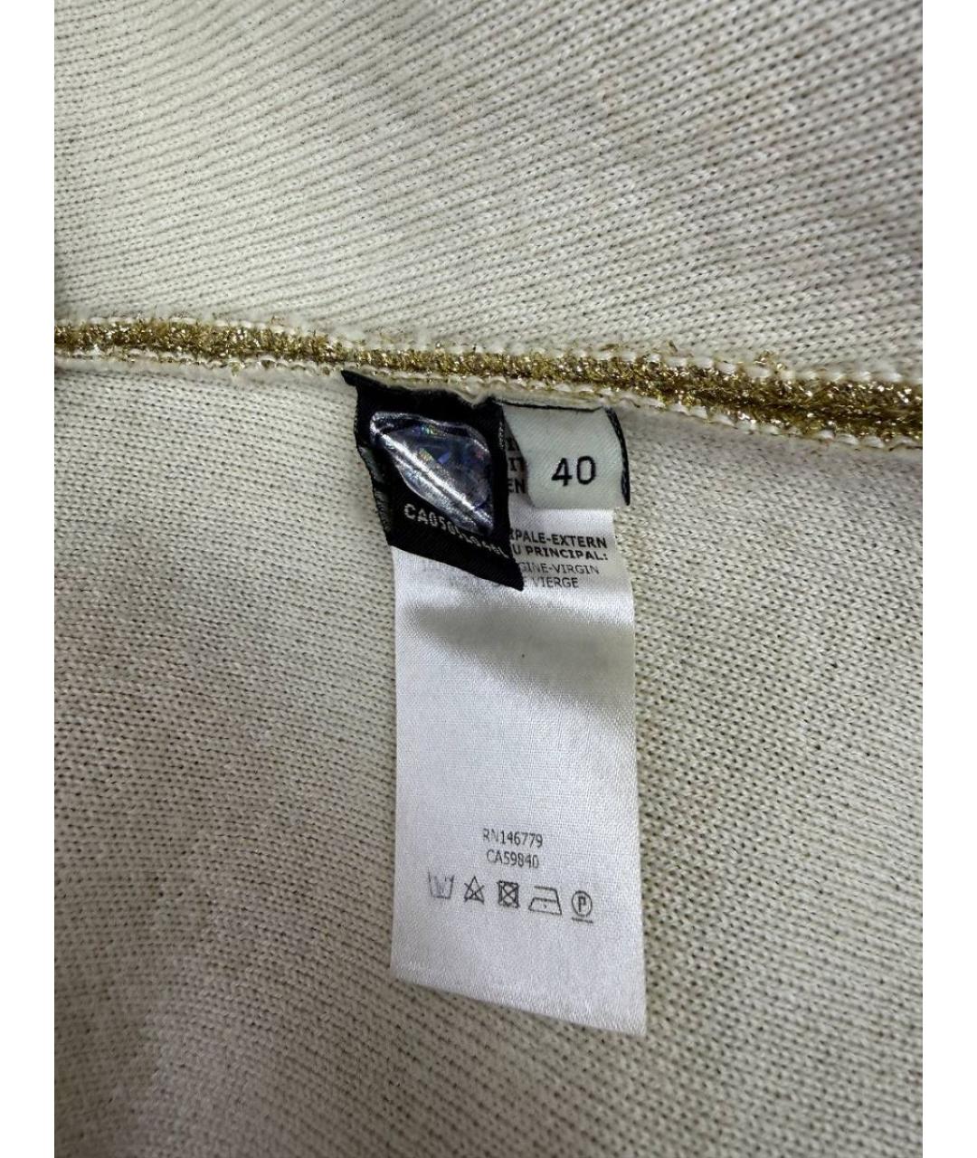 FENDI Золотые шерстяные брюки узкие, фото 4