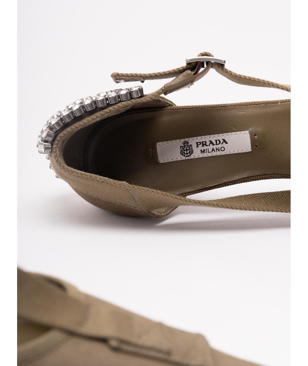 PRADA Хаки текстильные туфли, фото 5