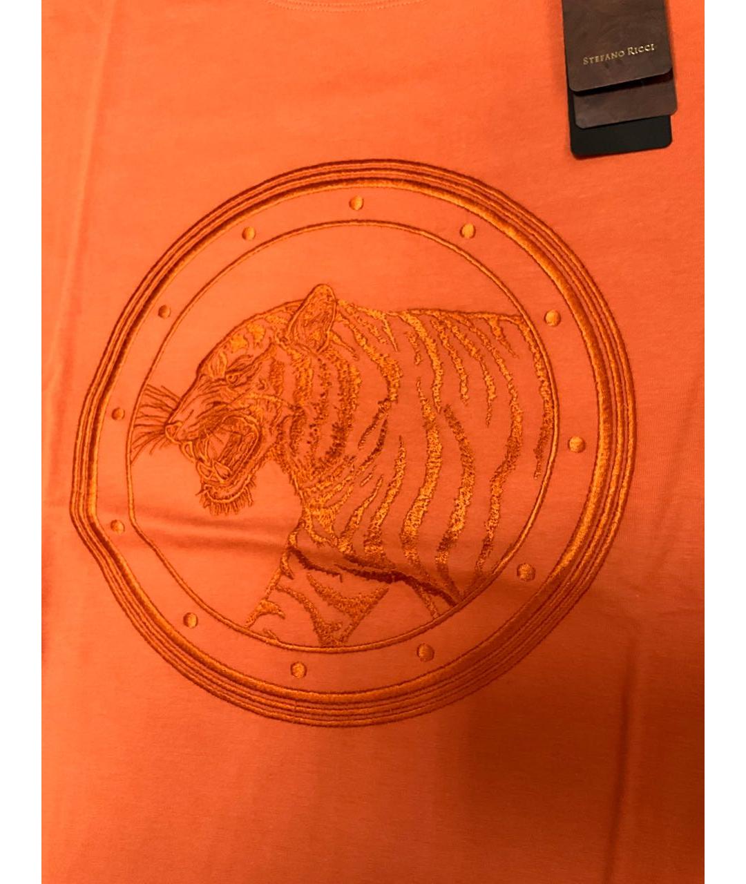 STEFANO RICCI Оранжевая хлопковая футболка, фото 4
