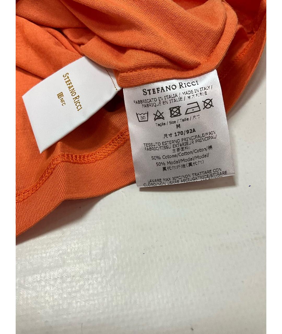 STEFANO RICCI Оранжевая хлопковая футболка, фото 7