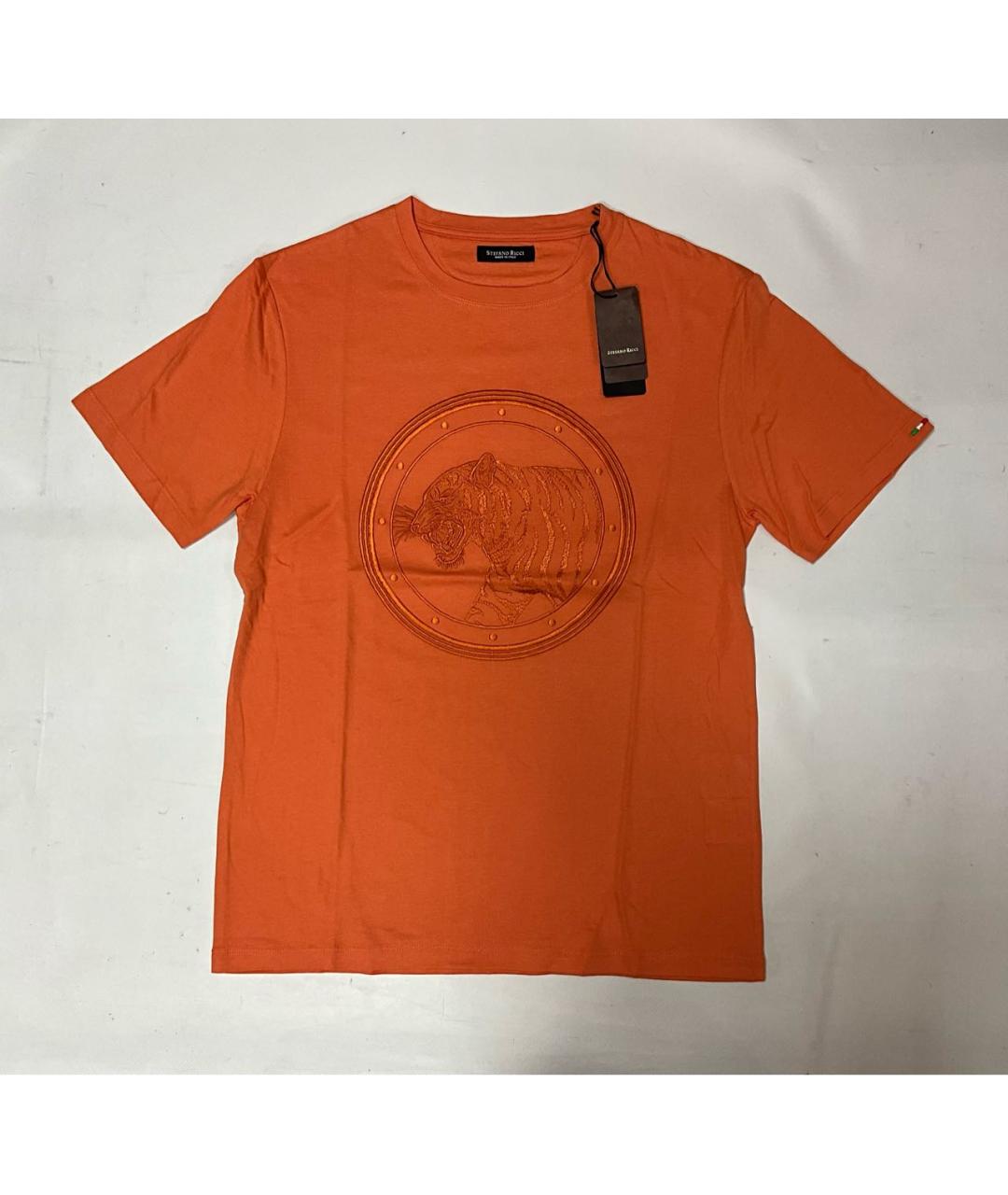 STEFANO RICCI Оранжевая хлопковая футболка, фото 9