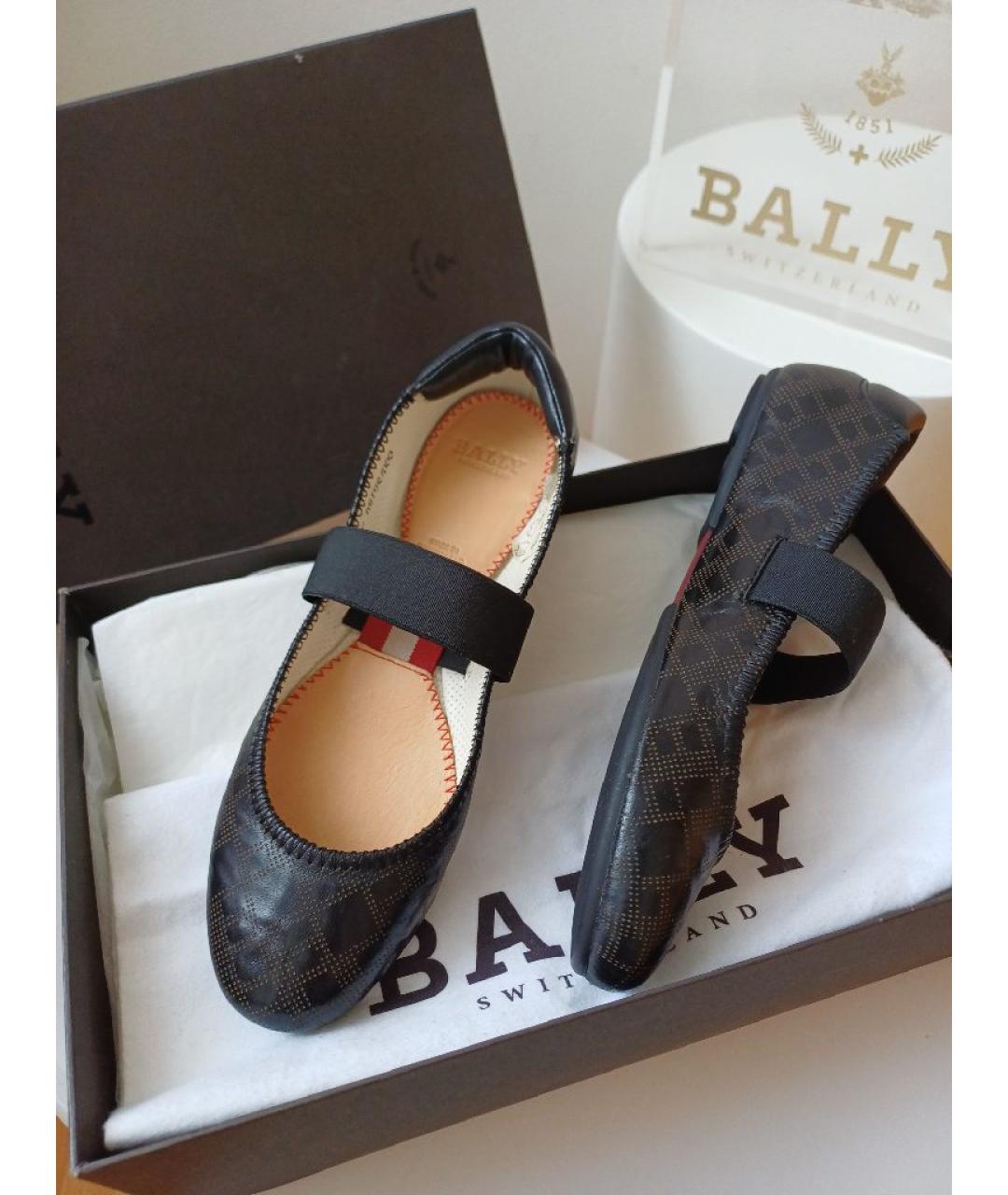 BALLY Черные кожаные балетки, фото 4