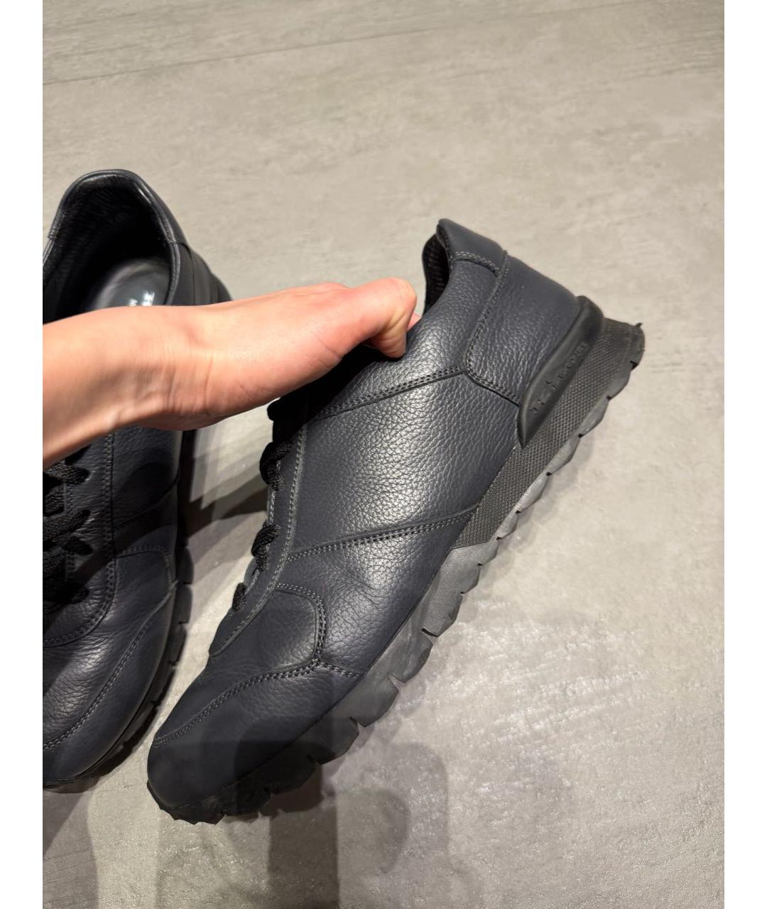 KITON Серые кожаные низкие кроссовки / кеды, фото 6