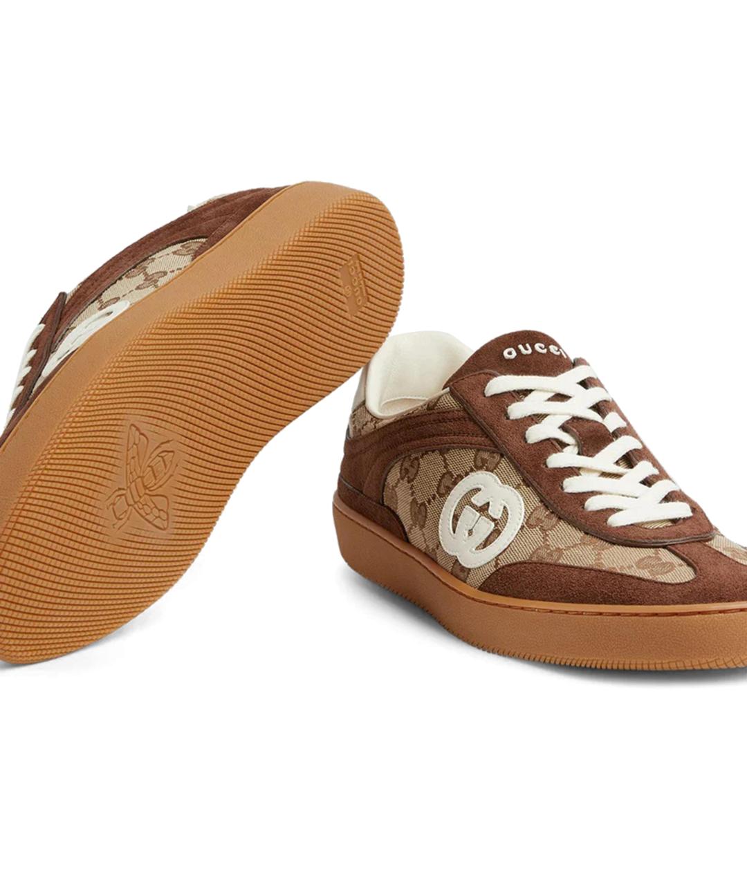GUCCI Коричневые замшевые низкие кроссовки / кеды, фото 4