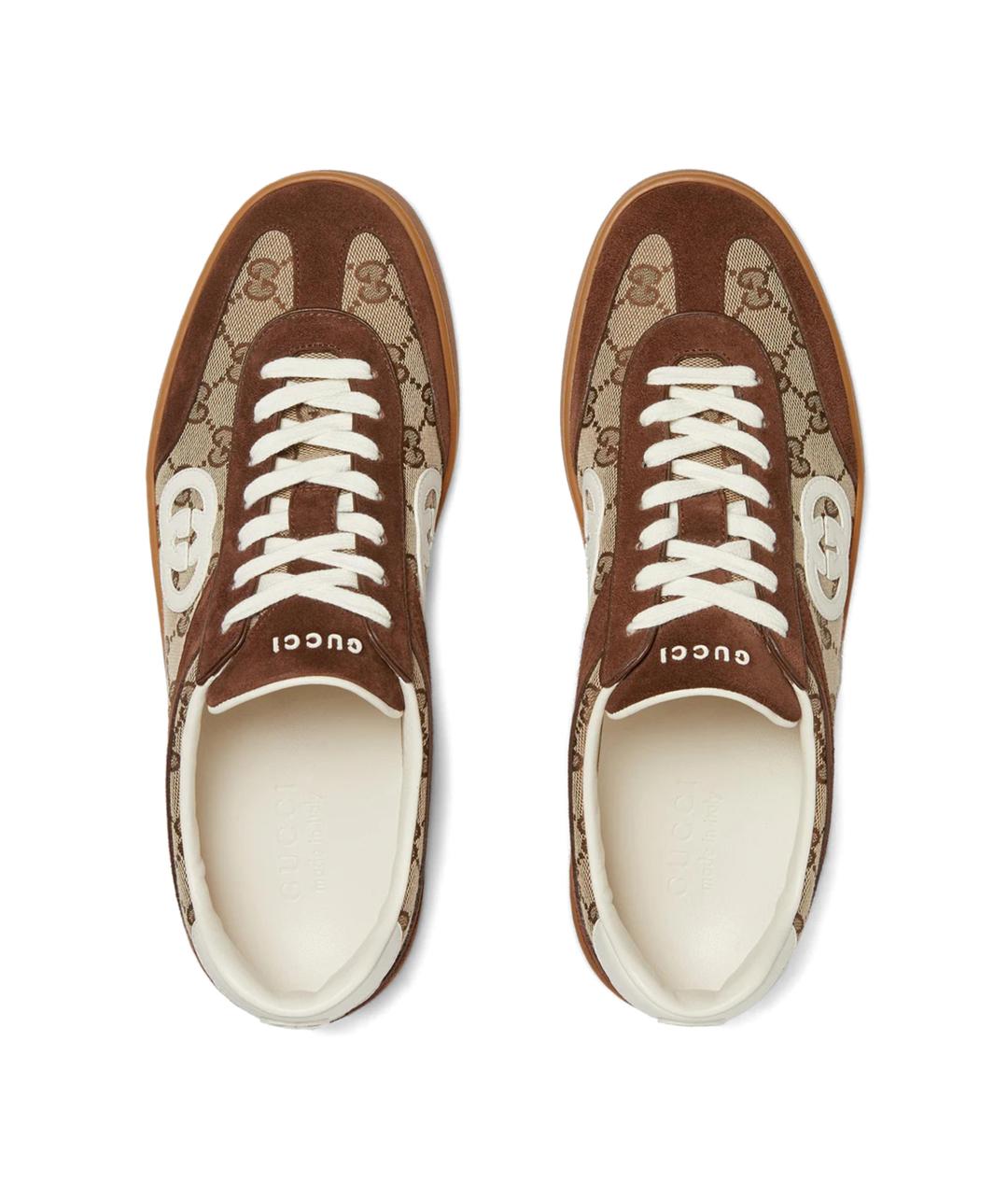 GUCCI Коричневые замшевые низкие кроссовки / кеды, фото 2