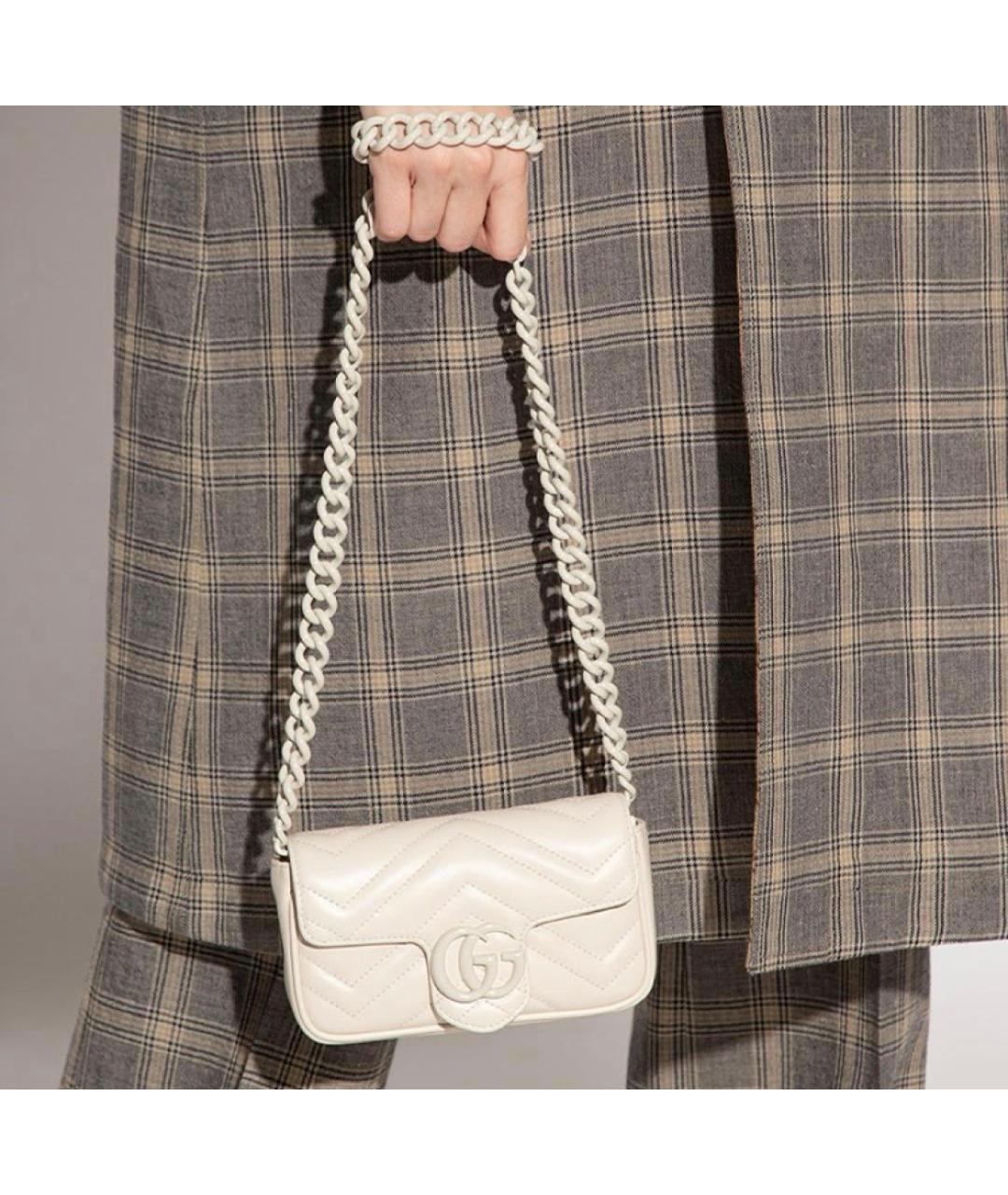 GUCCI Белая кожаная сумка через плечо, фото 3