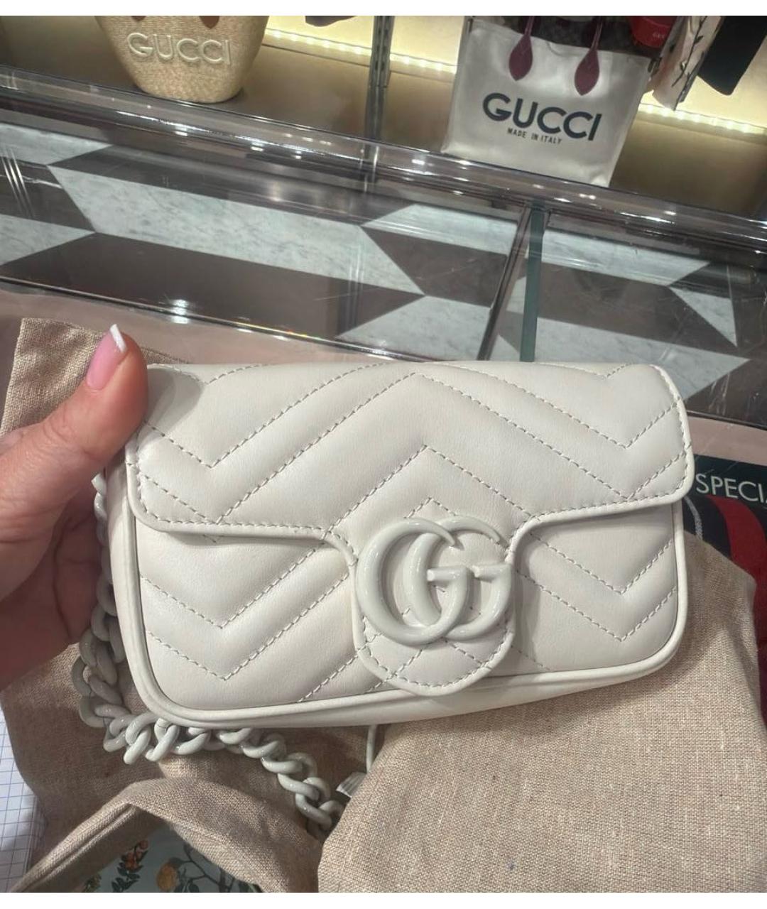 GUCCI Белая кожаная сумка через плечо, фото 2