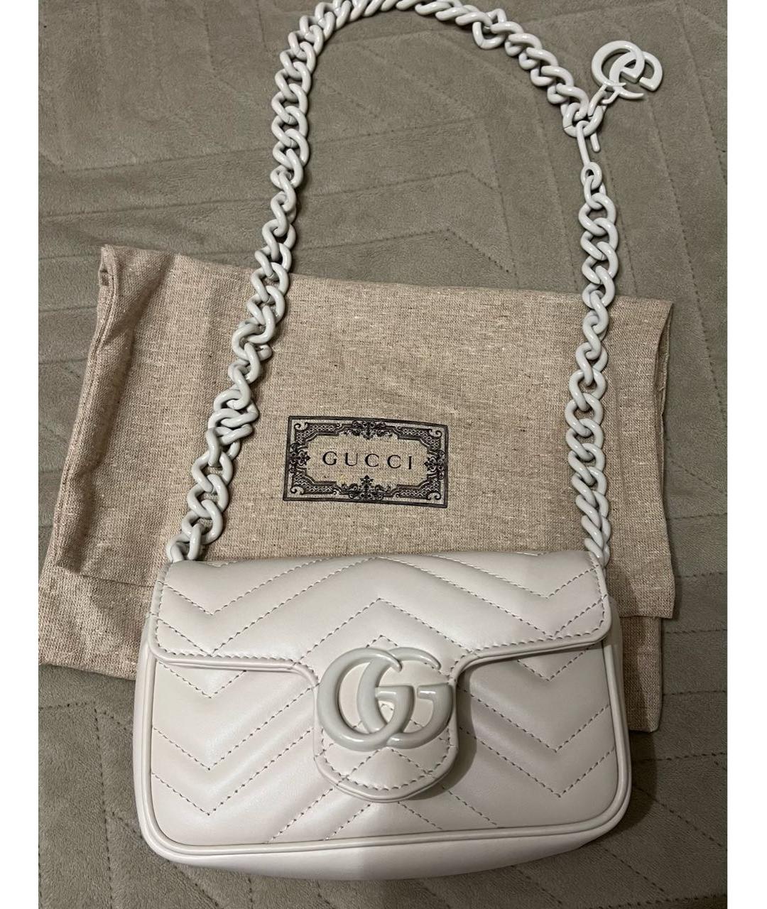 GUCCI Белая кожаная сумка через плечо, фото 6