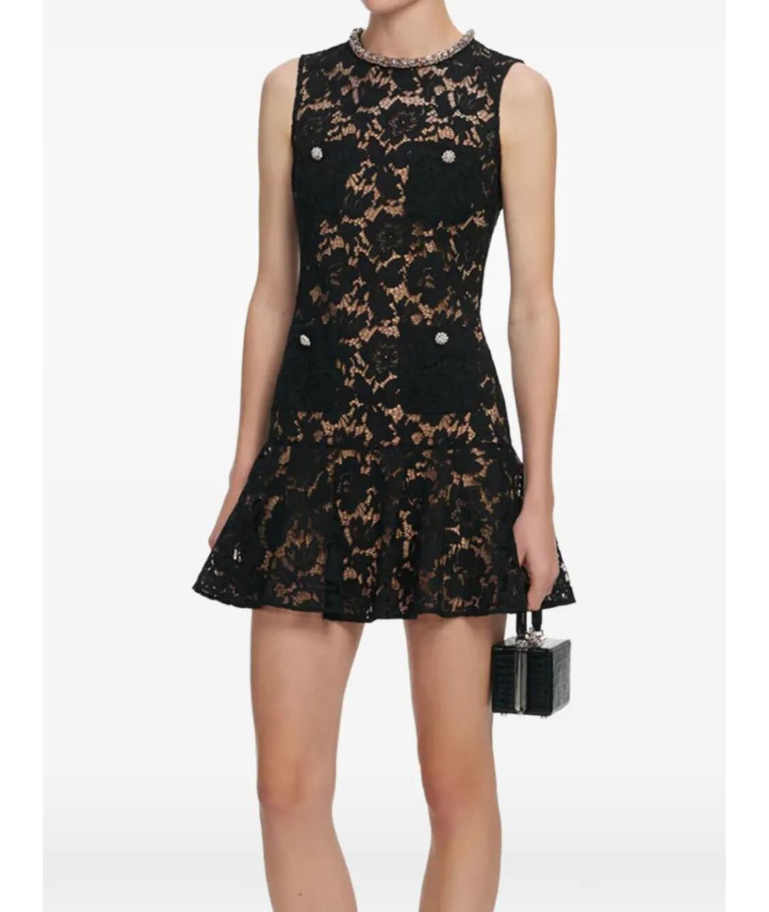 SELF-PORTRAIT Черное полиамидовое повседневное платье, фото 4