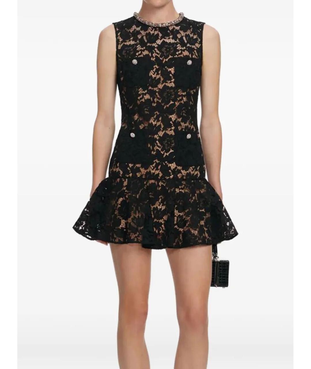 SELF-PORTRAIT Черное полиамидовое повседневное платье, фото 2