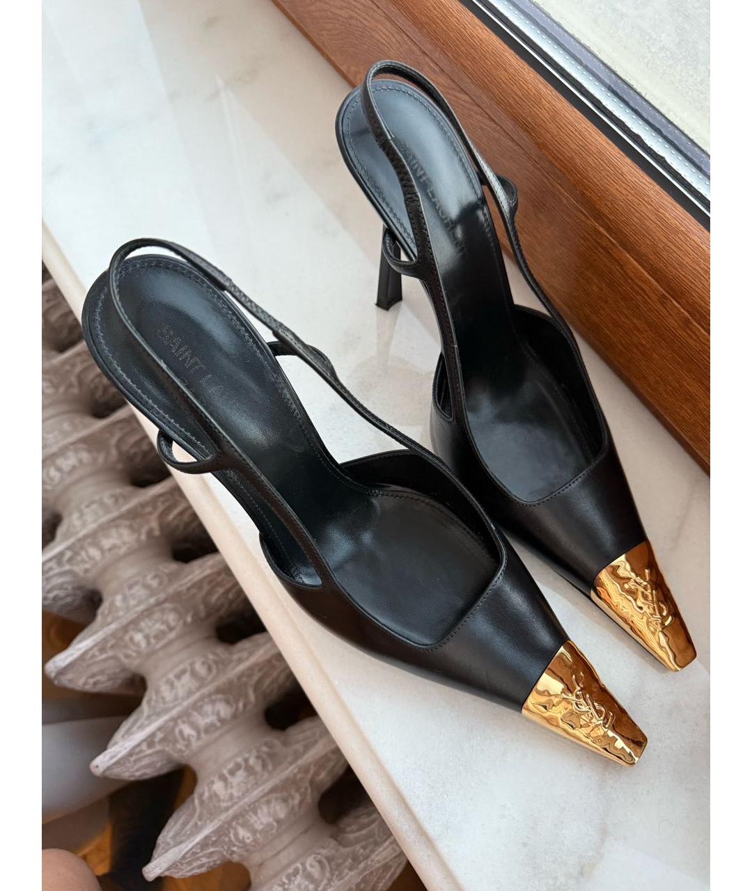 SAINT LAURENT Черные кожаные туфли, фото 2