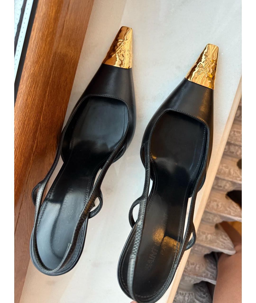 SAINT LAURENT Черные кожаные туфли, фото 3