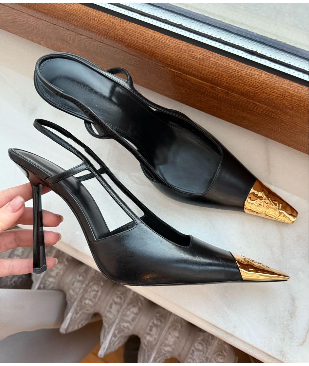 SAINT LAURENT Черные кожаные туфли, фото 8