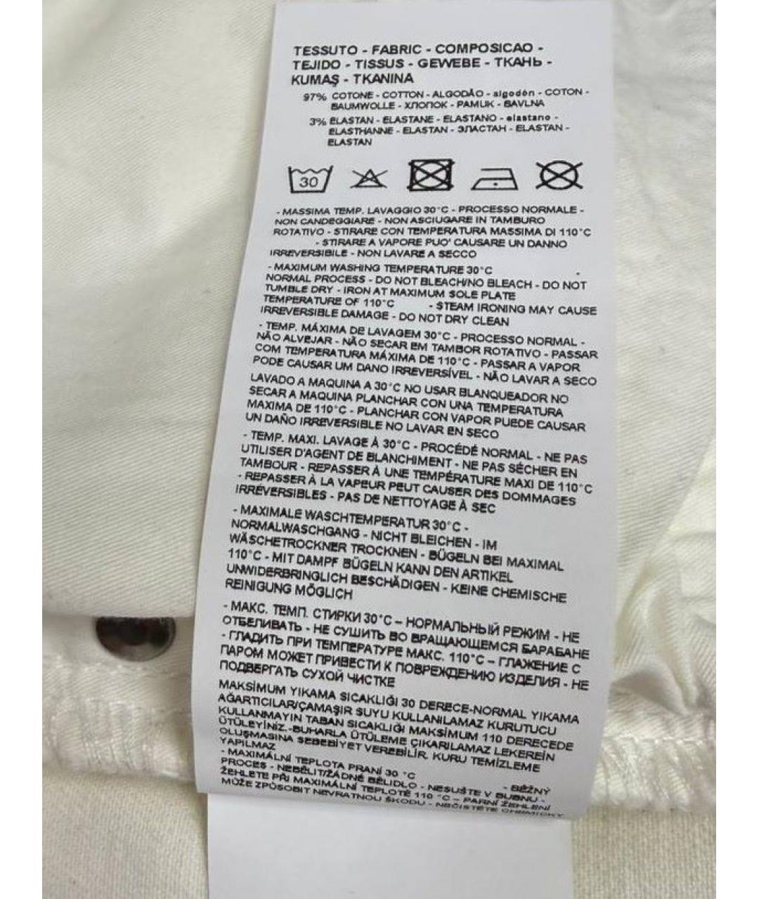 EMPORIO ARMANI Белые хлопко-эластановые прямые джинсы, фото 6