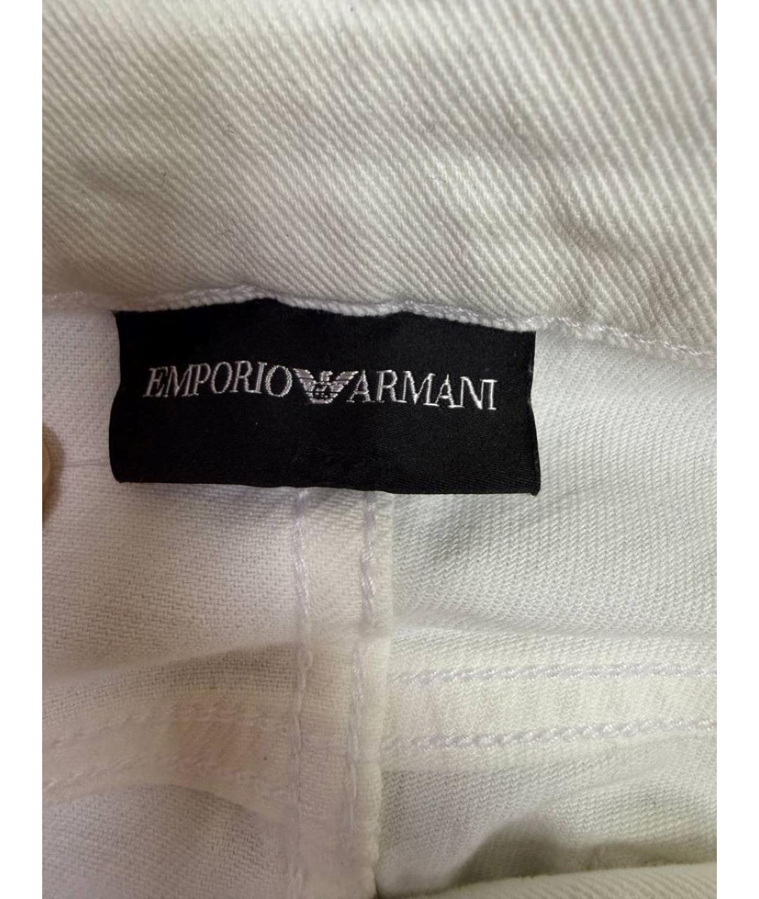 EMPORIO ARMANI Белые хлопко-эластановые прямые джинсы, фото 4