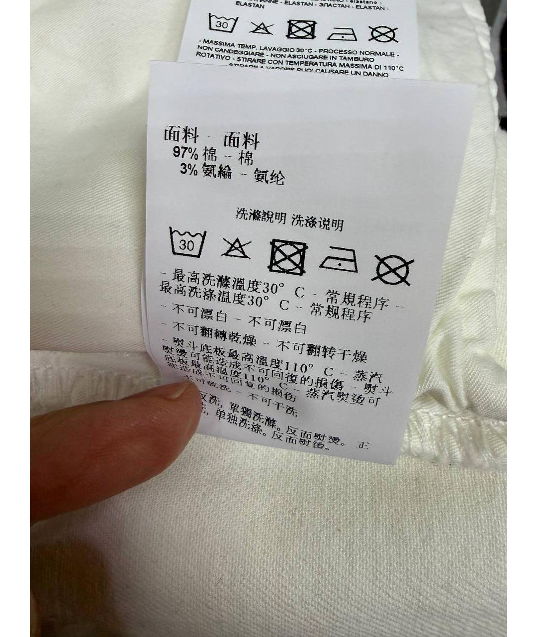 EMPORIO ARMANI Белые хлопко-эластановые прямые джинсы, фото 7