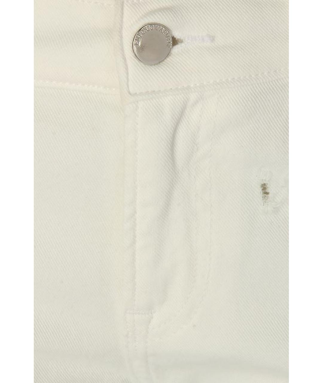 EMPORIO ARMANI Белые хлопко-эластановые прямые джинсы, фото 8
