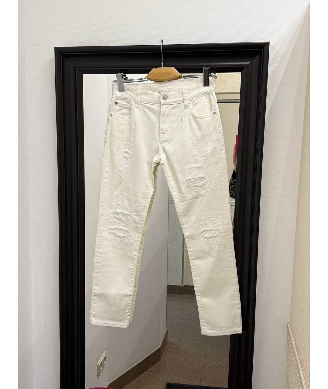 EMPORIO ARMANI Белые хлопко-эластановые прямые джинсы, фото 2