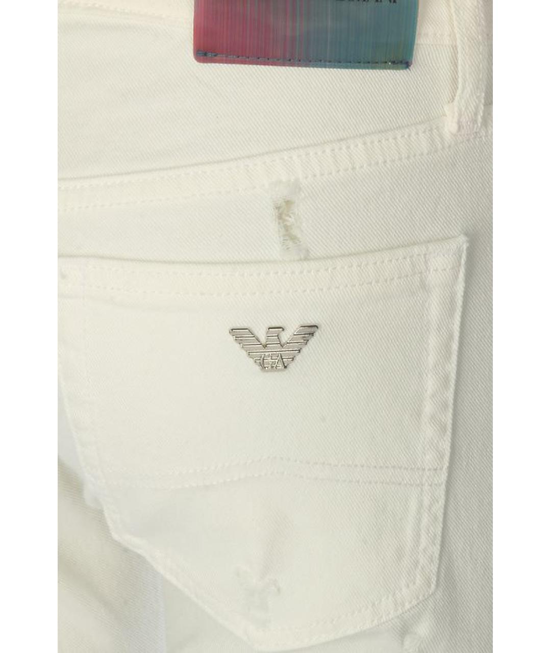 EMPORIO ARMANI Белые хлопко-эластановые прямые джинсы, фото 9