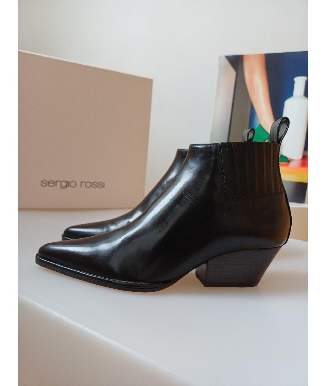 SERGIO ROSSI Черные ботильоны из лакированной кожи, фото 6