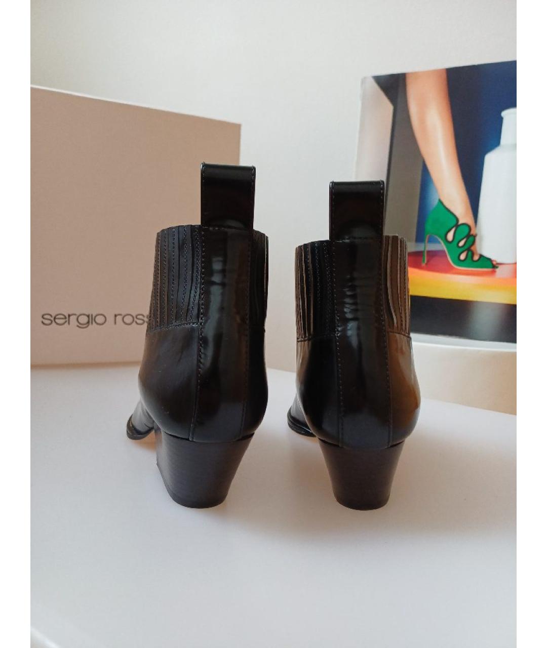 SERGIO ROSSI Черные ботильоны из лакированной кожи, фото 8