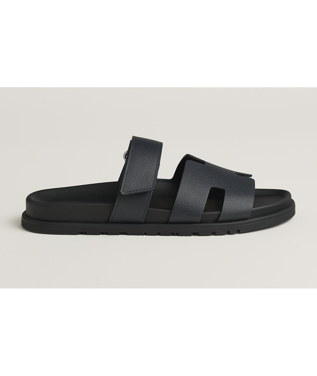 HERMES Темно-синие кожаные сандалии, фото 9