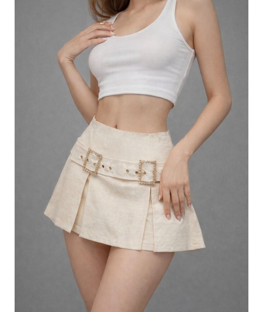 DOLCE&GABBANA Бежевая юбка мини, фото 7