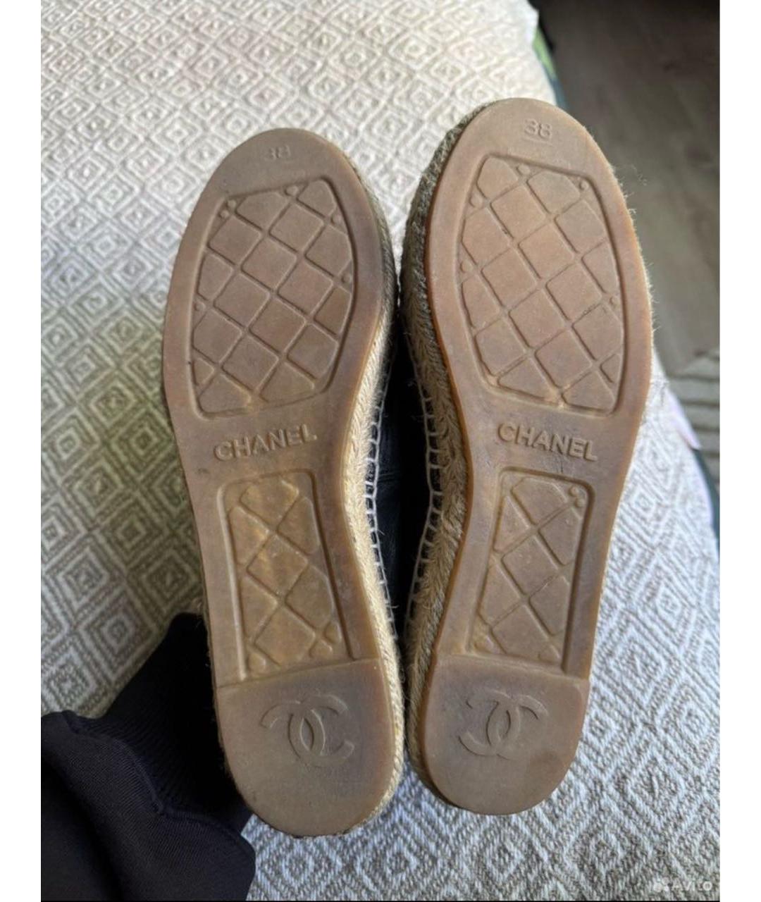 CHANEL Черные кожаные эспадрильи, фото 4