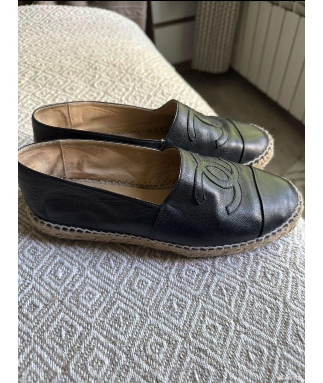 CHANEL Черные кожаные эспадрильи, фото 5