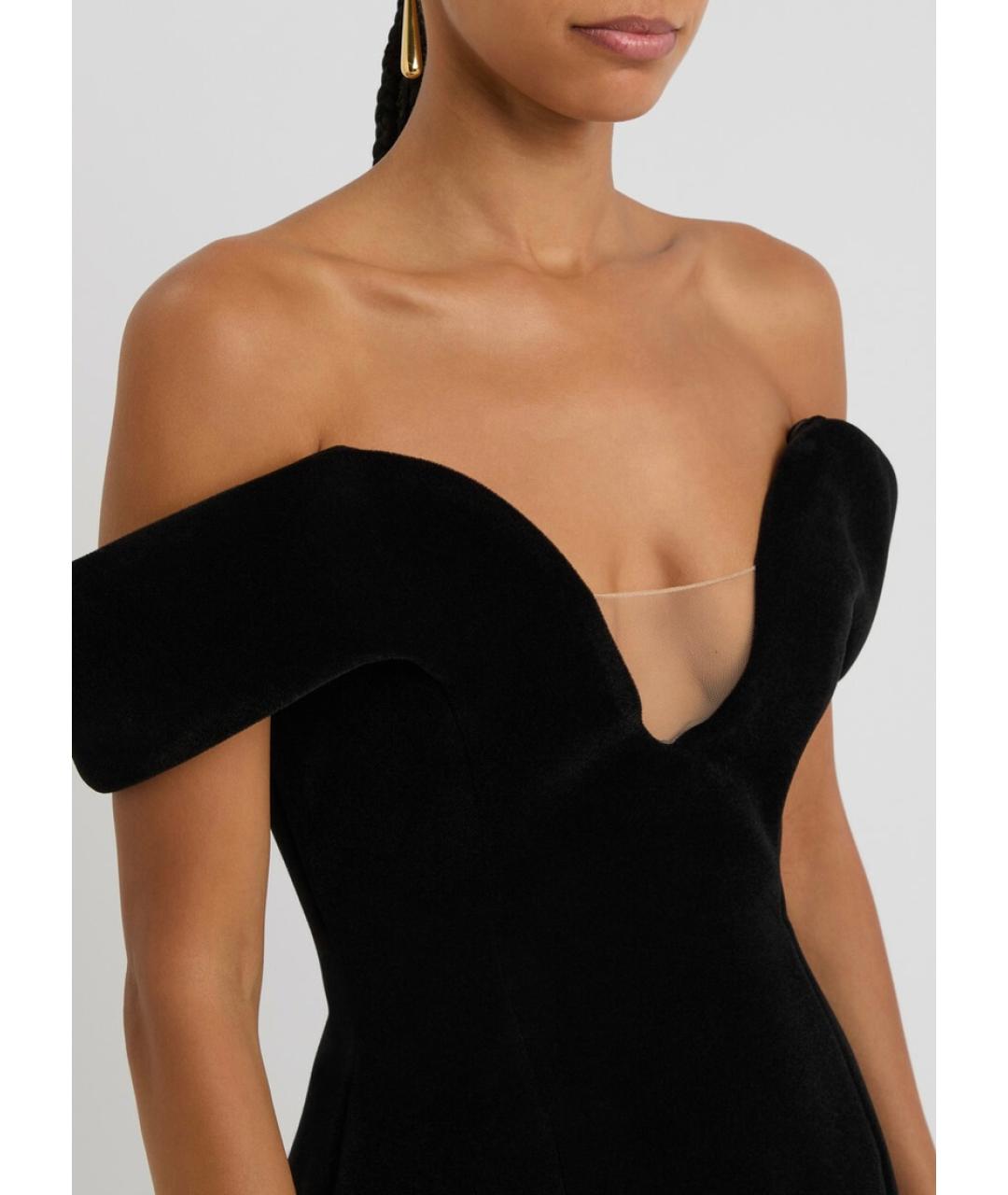 DAVID KOMA Черное полиамидовое коктейльное платье, фото 6