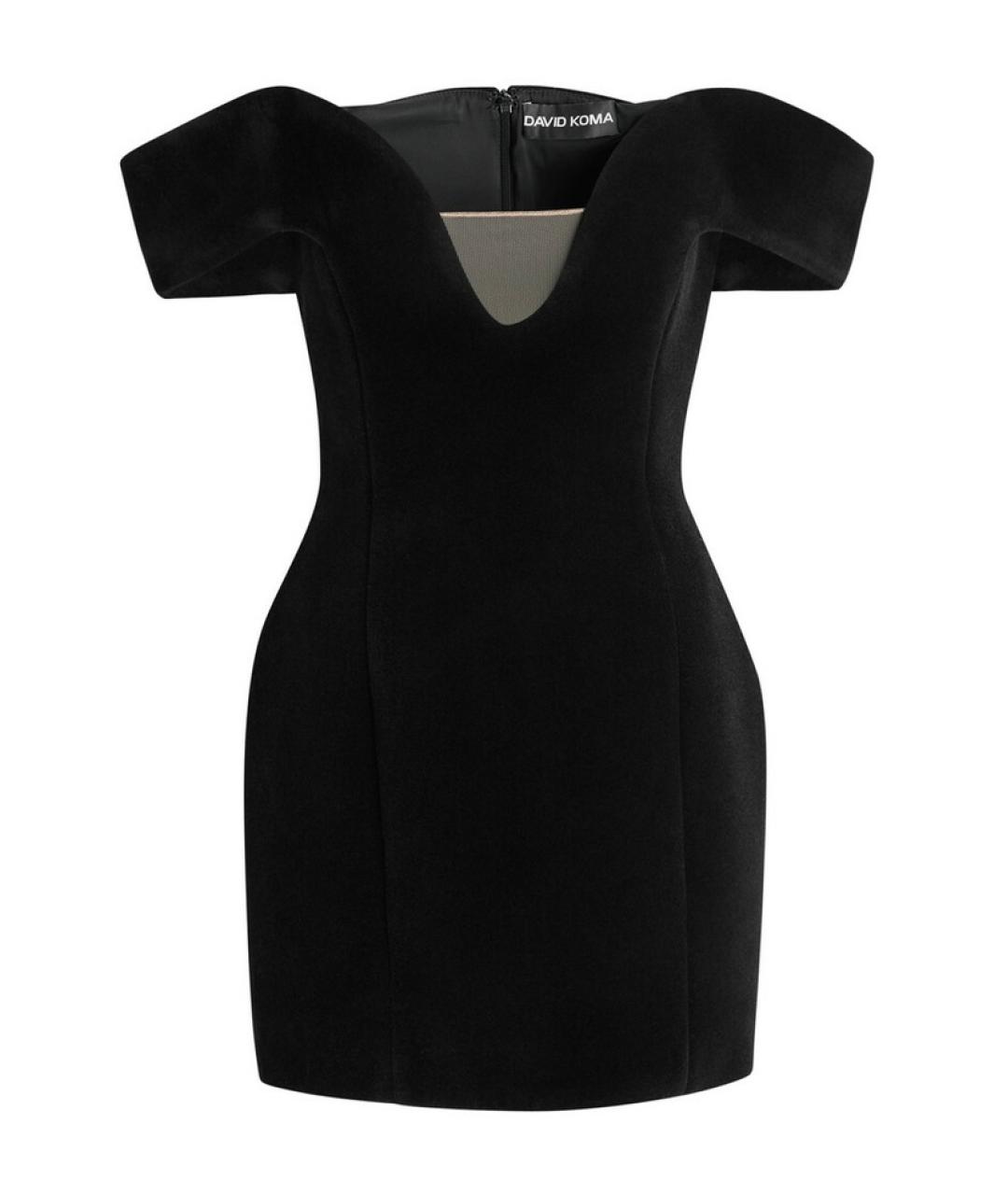 DAVID KOMA Черное полиамидовое коктейльное платье, фото 1