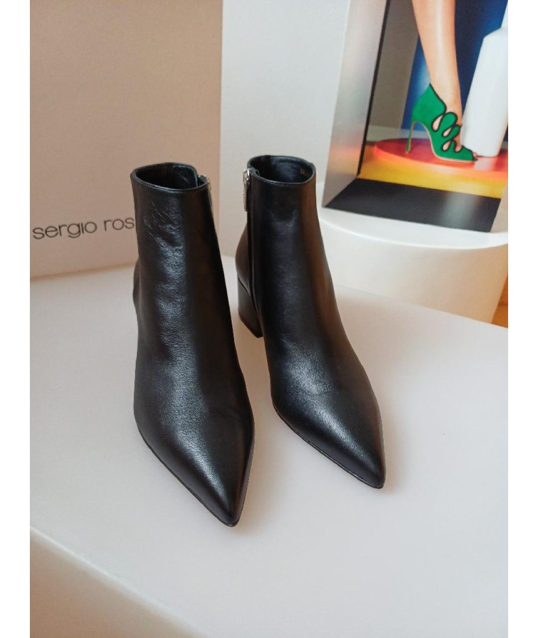 SERGIO ROSSI Черные кожаные ботинки, фото 7