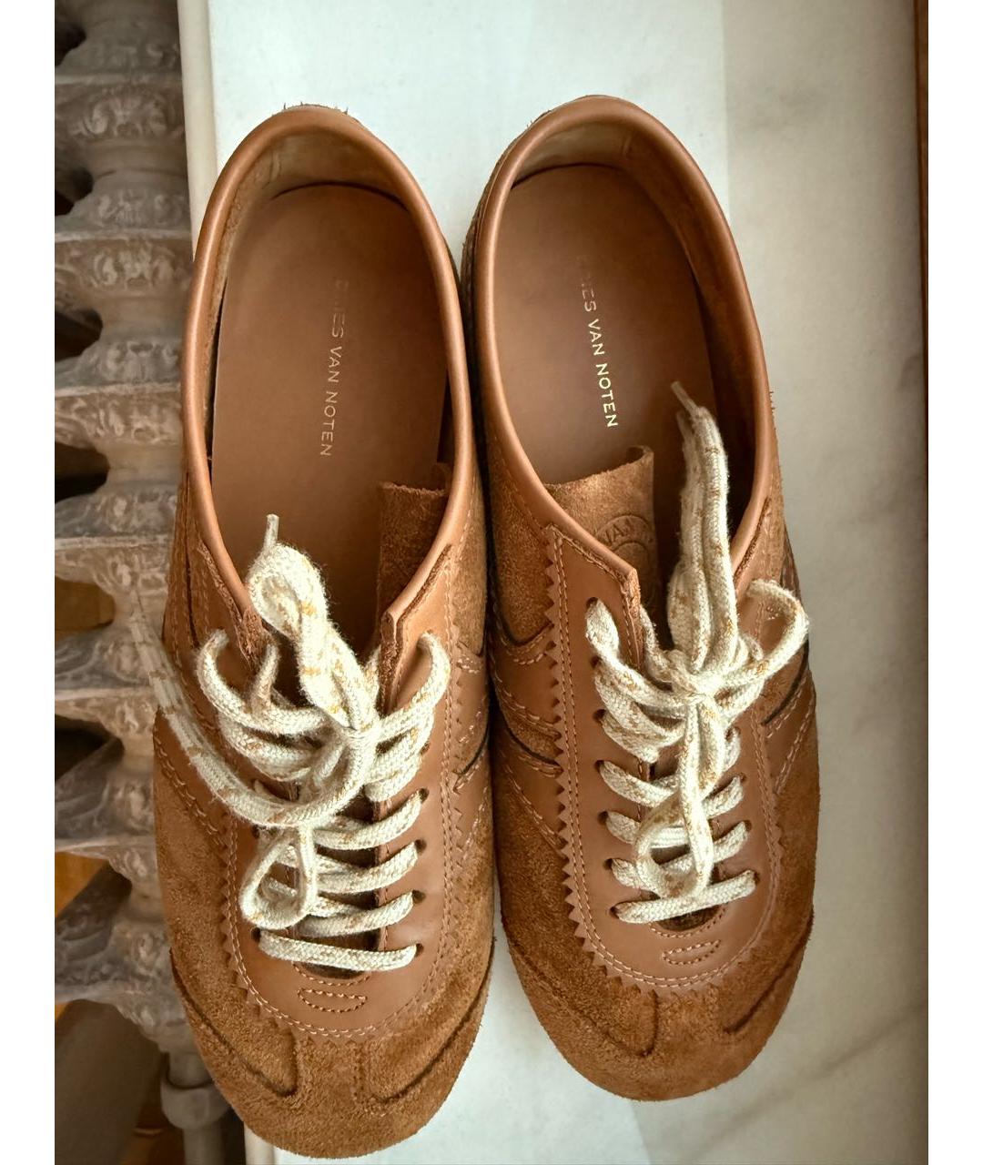 DRIES VAN NOTEN Коричневые замшевые кроссовки, фото 7