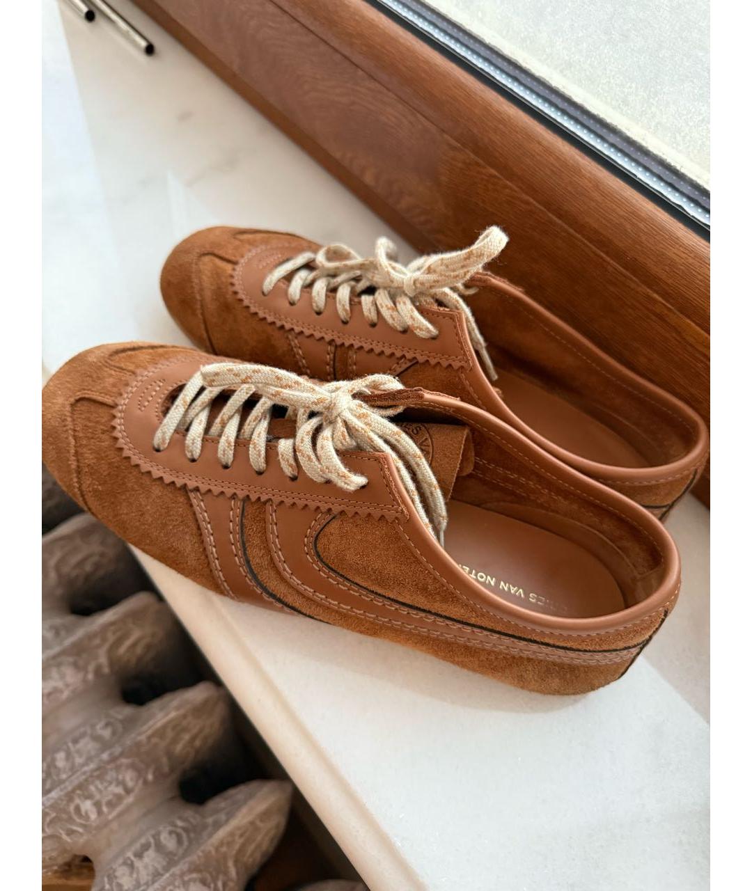 DRIES VAN NOTEN Коричневые замшевые кроссовки, фото 6