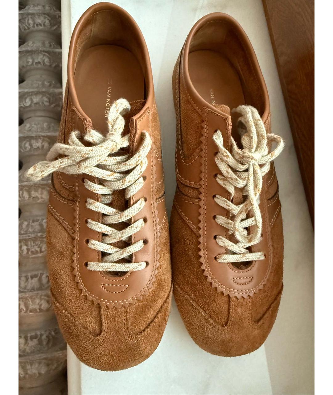 DRIES VAN NOTEN Коричневые замшевые кроссовки, фото 3