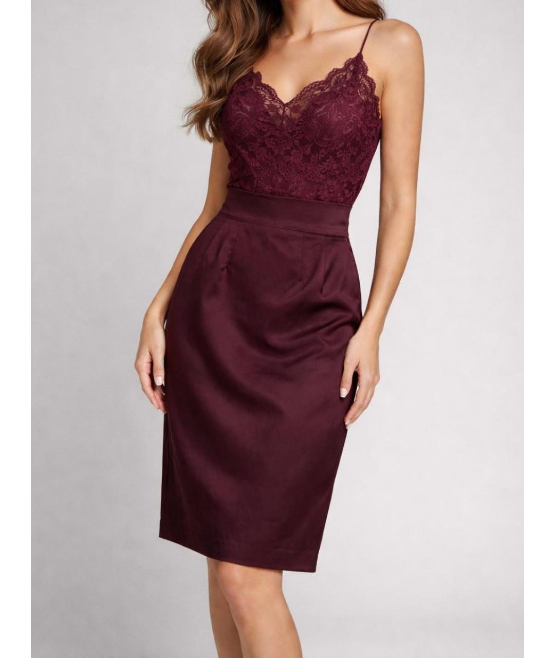 CAVALLI CLASS Бордовая юбка миди, фото 8