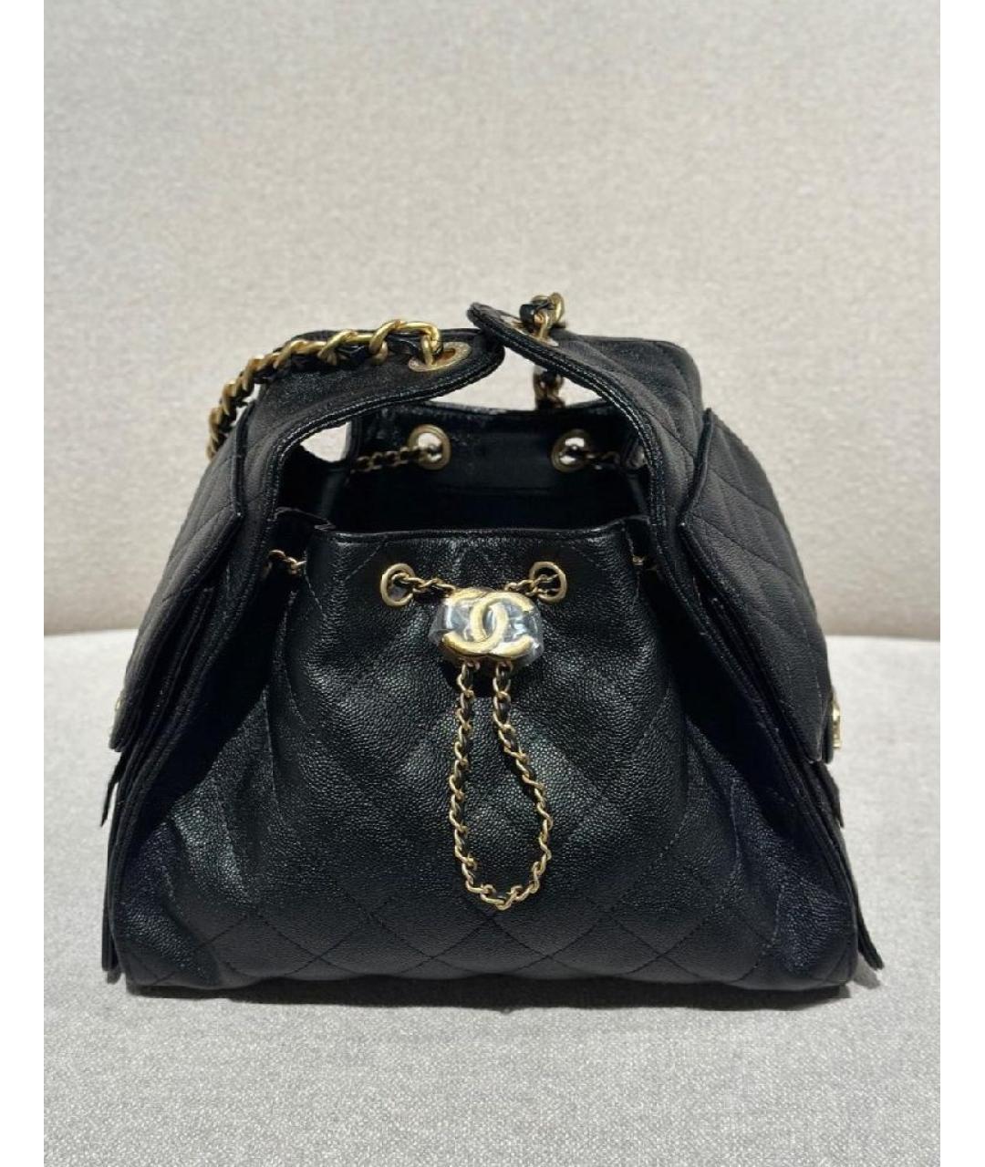 CHANEL Черная кожаная сумка через плечо, фото 8