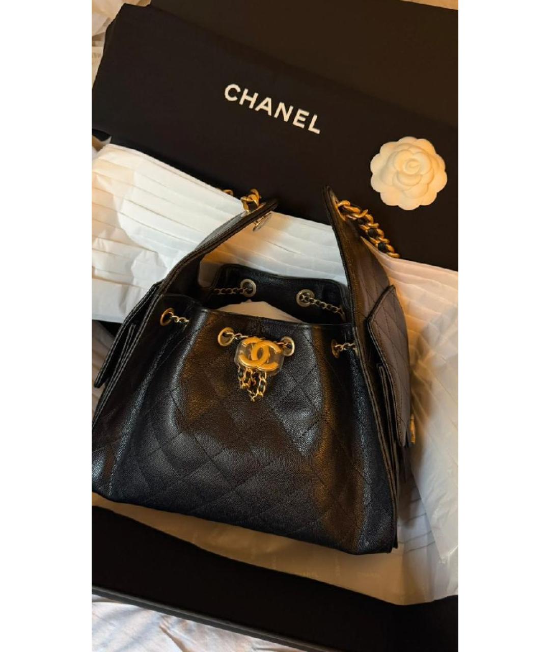 CHANEL Черная кожаная сумка через плечо, фото 5
