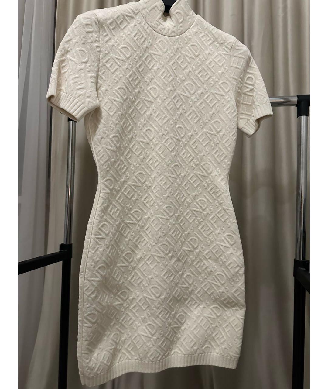 FENDI Белое вискозное повседневное платье, фото 2