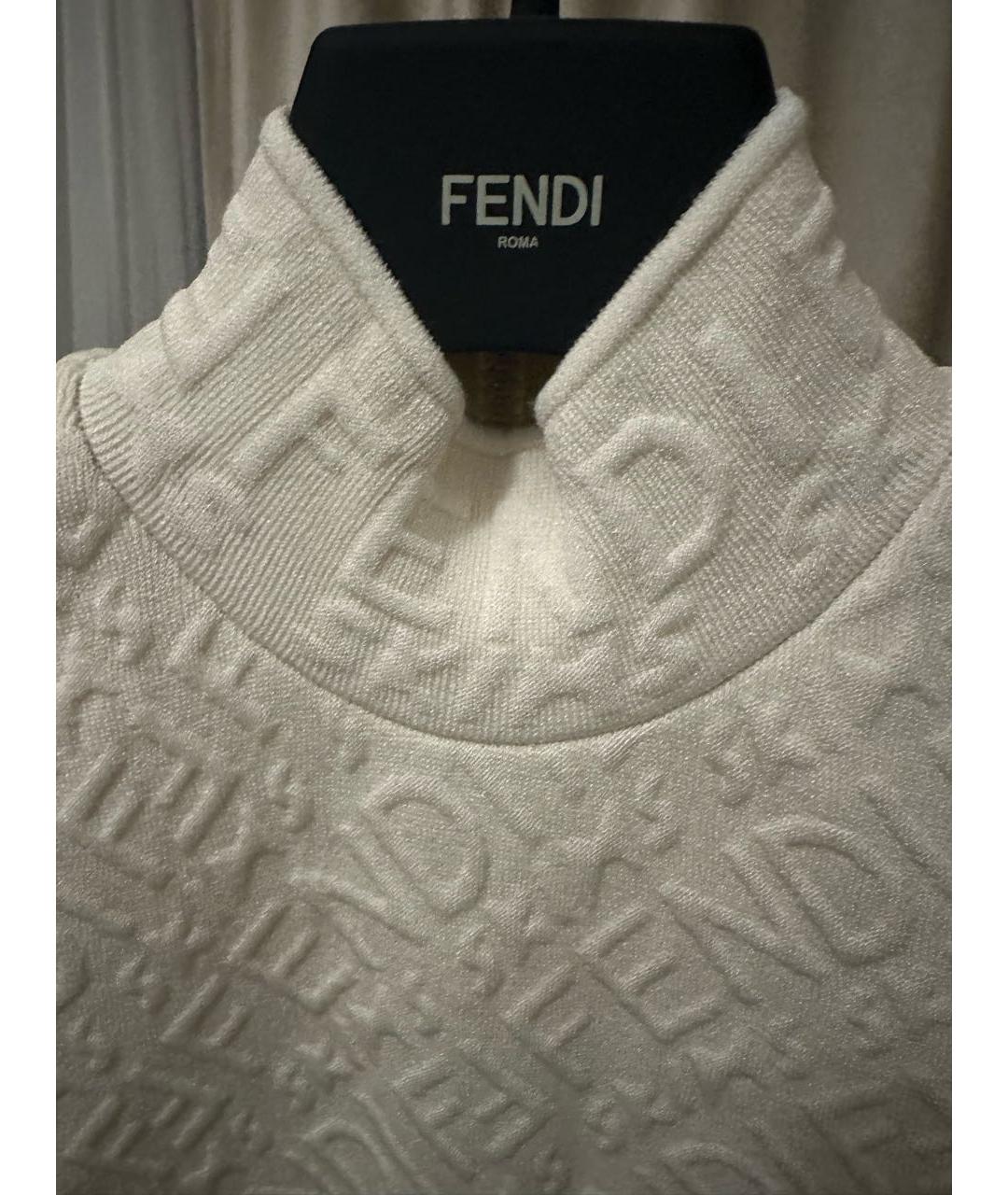 FENDI Белое вискозное повседневное платье, фото 4