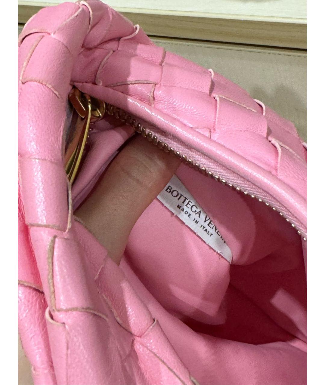 BOTTEGA VENETA Розовая кожаная сумка с короткими ручками, фото 6