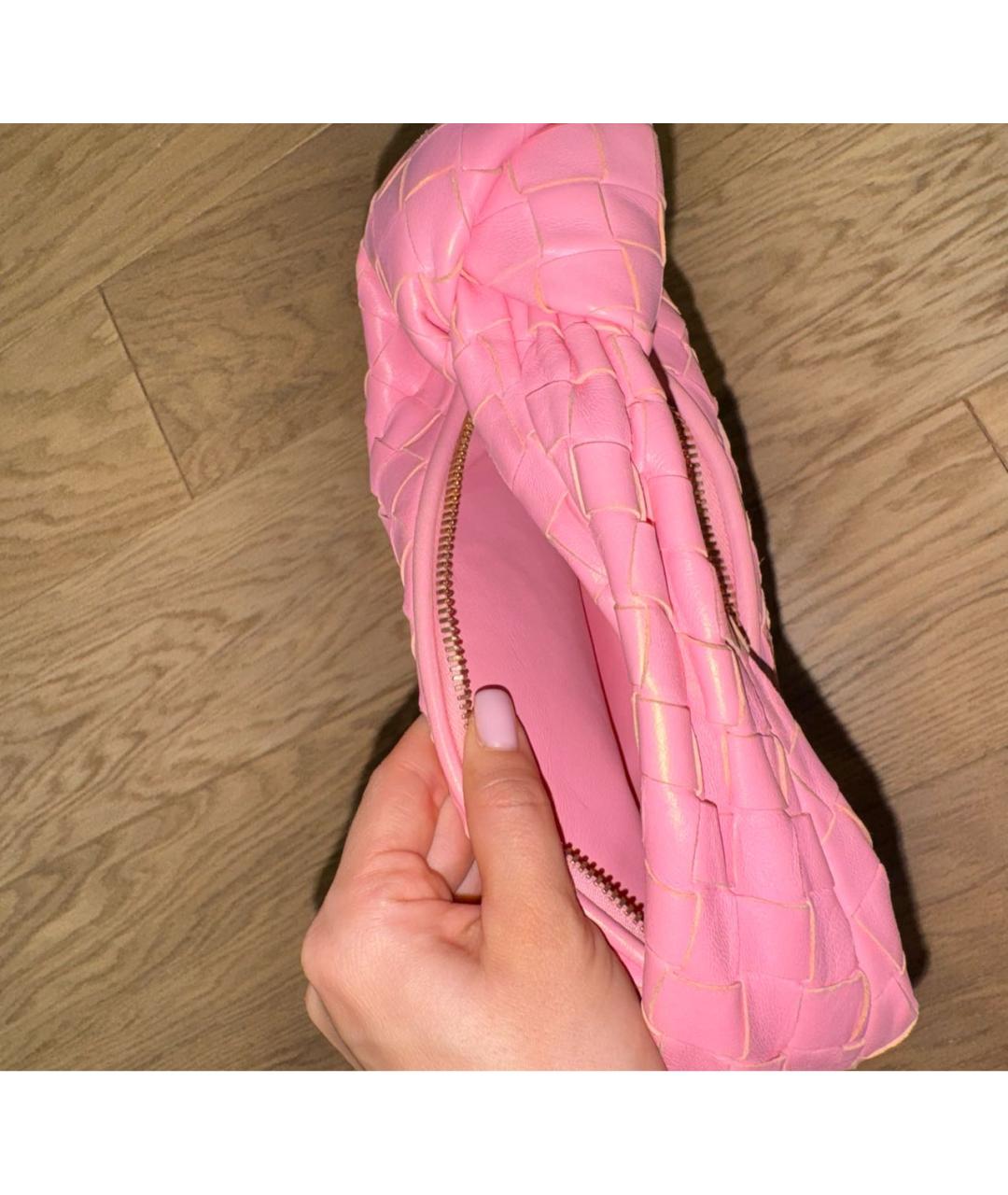 BOTTEGA VENETA Розовая кожаная сумка с короткими ручками, фото 4