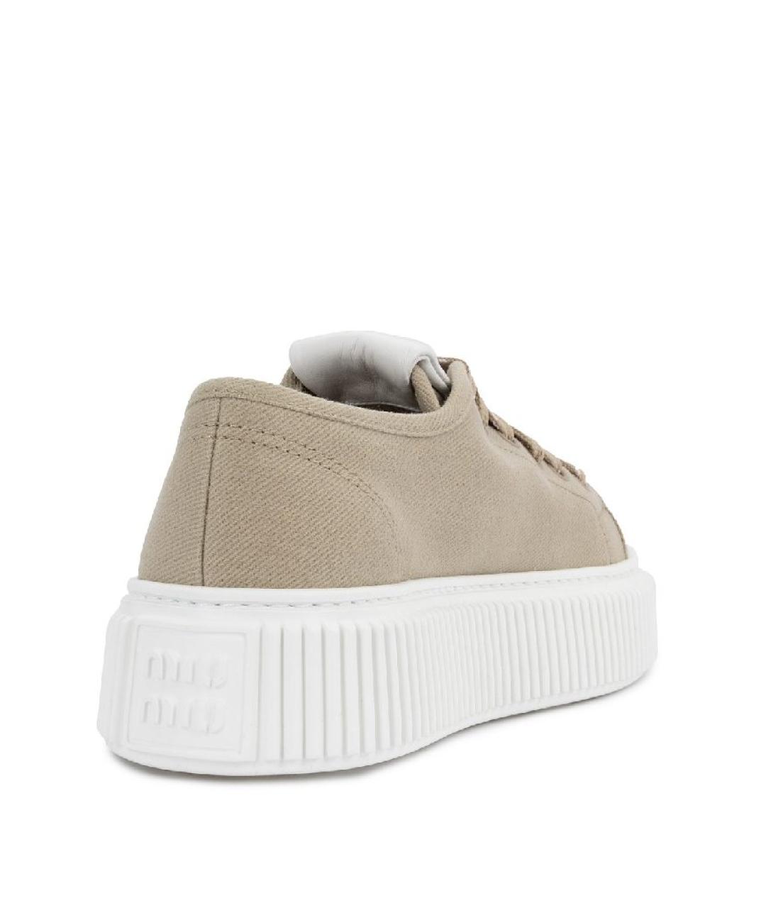 MIU MIU Бежевые текстильные кеды, фото 4