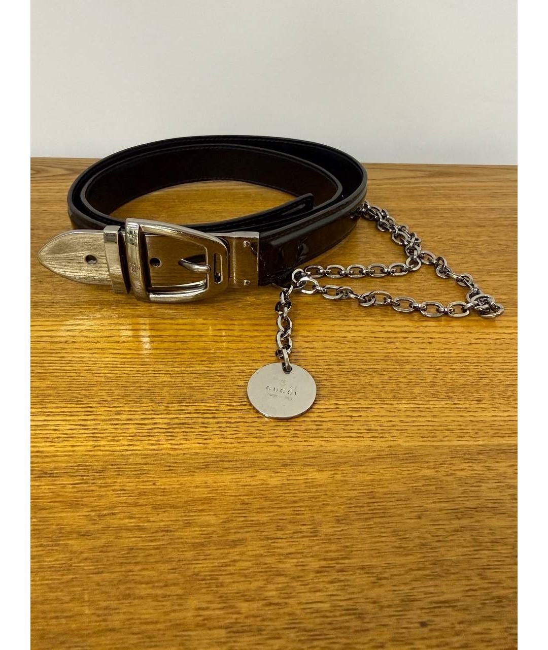 GUCCI Черный кожаный ремень, фото 3