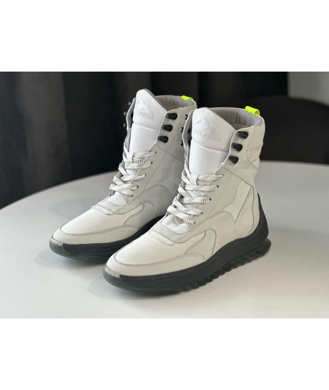 Filling pieces Белые нубуковые высокие ботинки, фото 5