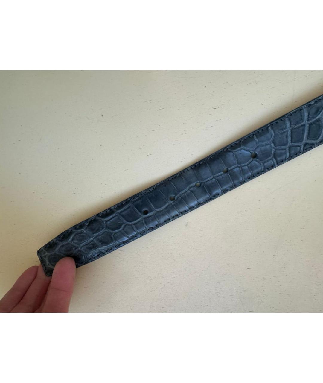 KITON Синий кожаный ремень, фото 8