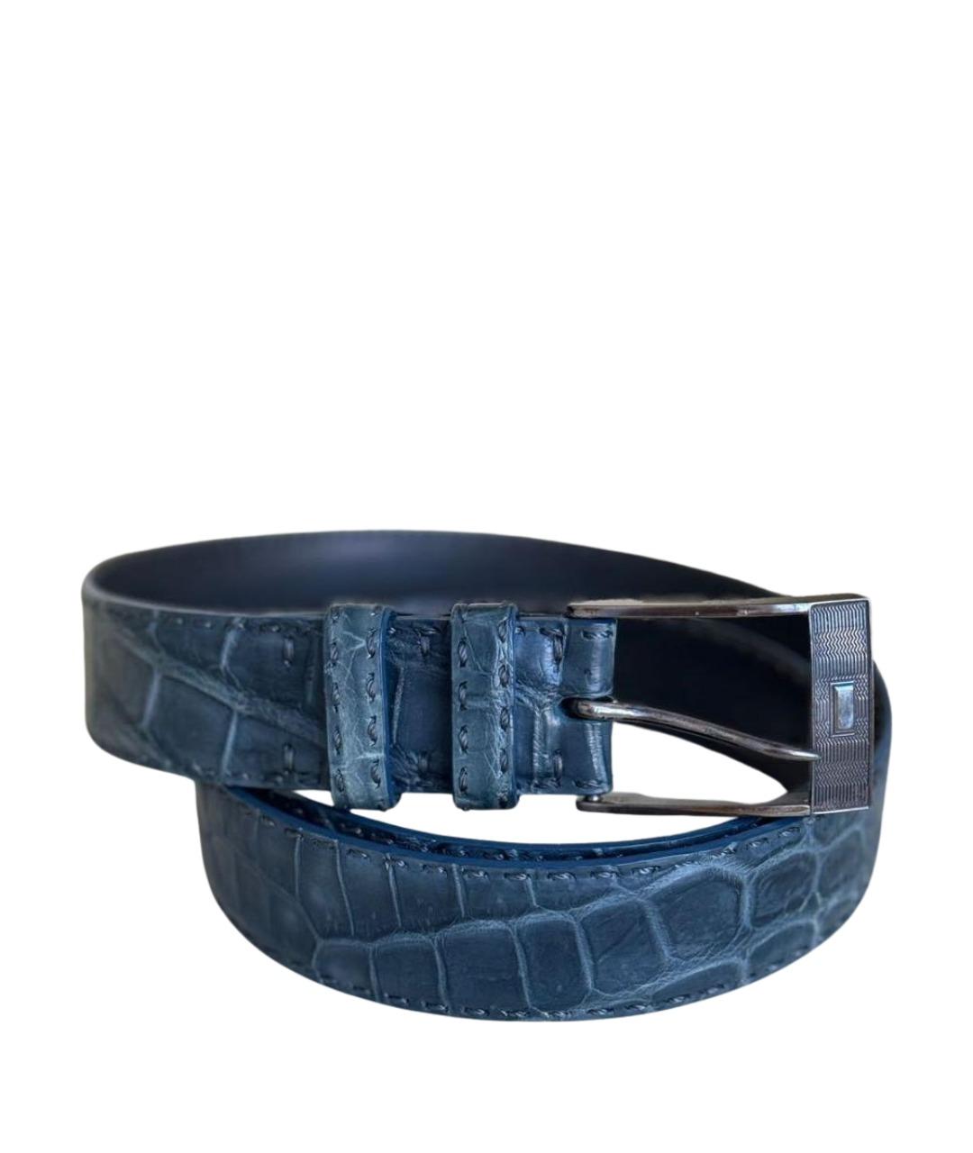 KITON Синий кожаный ремень, фото 1