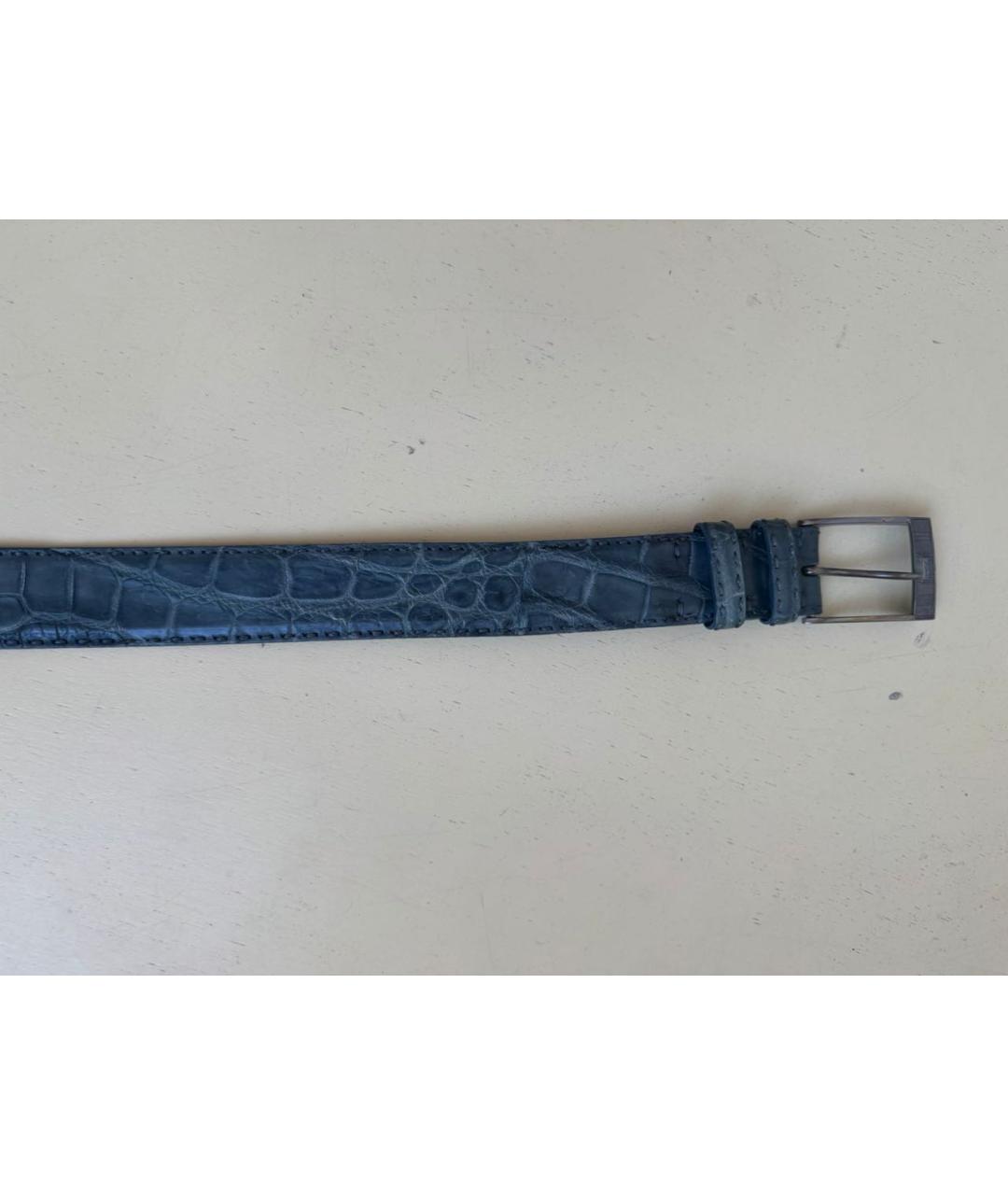 KITON Синий кожаный ремень, фото 2