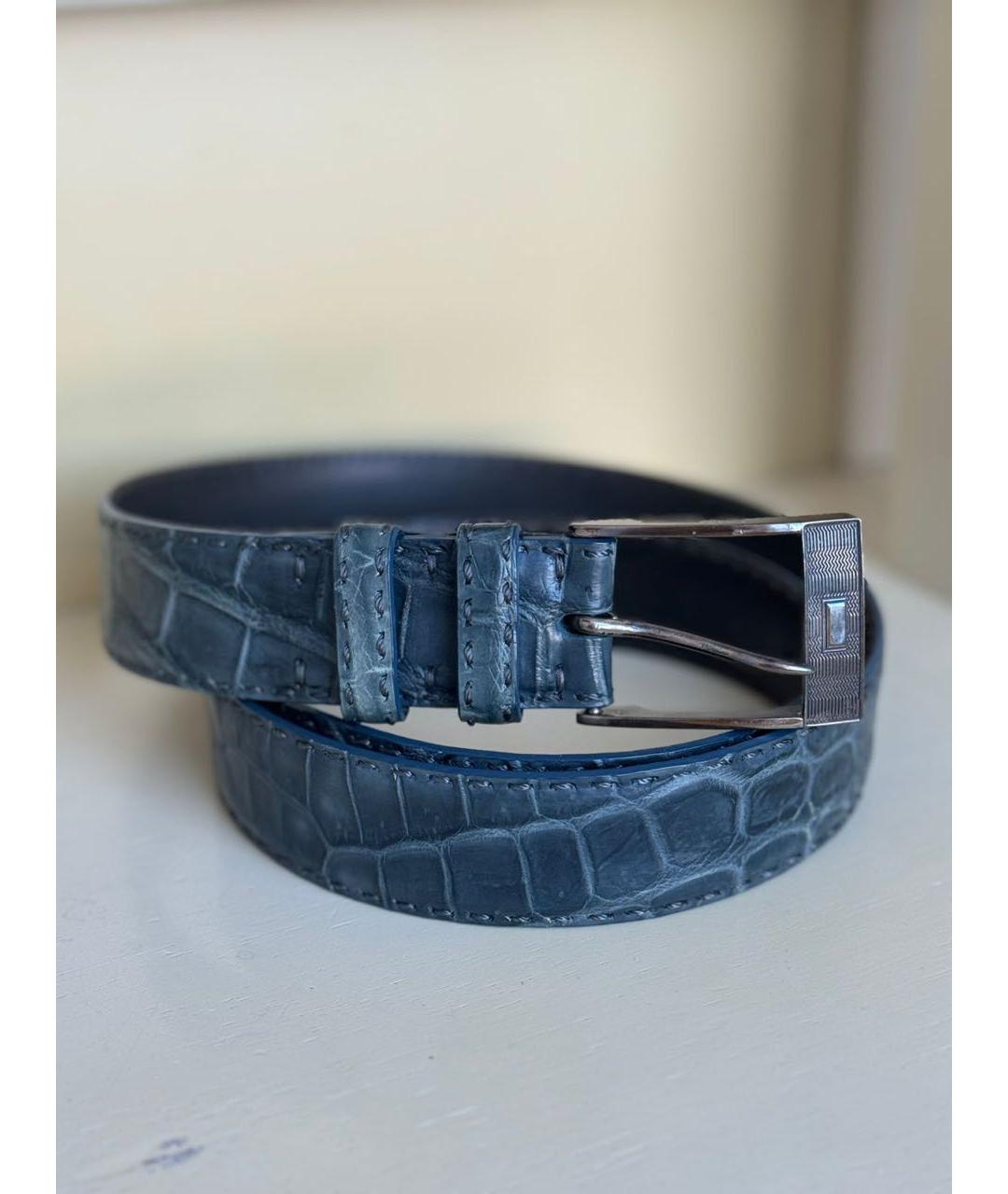 KITON Синий кожаный ремень, фото 9