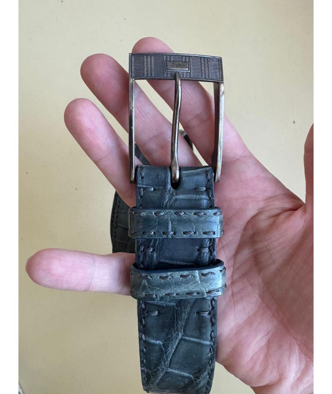 KITON Синий кожаный ремень, фото 7